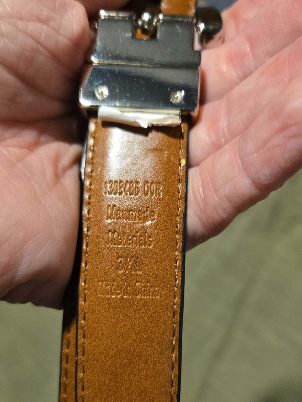 Belt with Rounded Silver Reversable Buckle - Picture 2 of 6